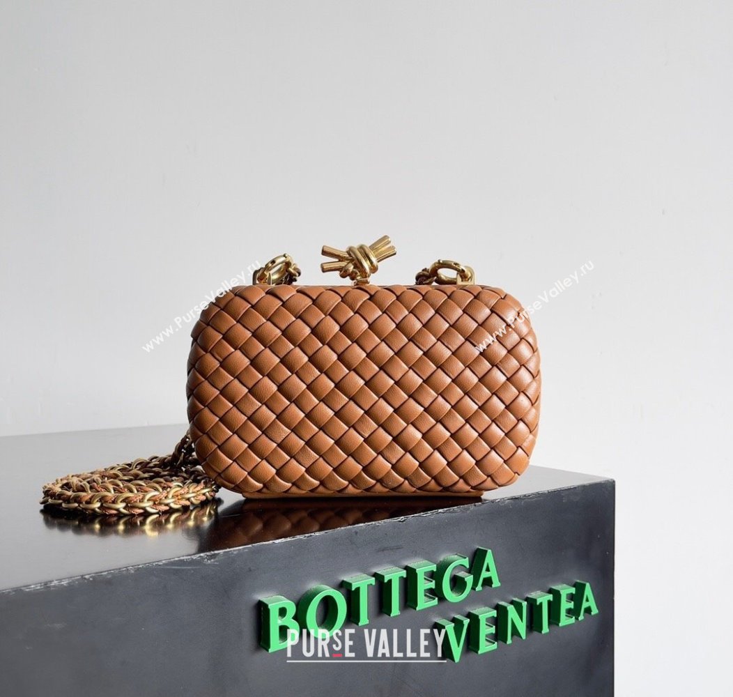 Bottega Veneta Knot With Chain Mini Bag Light Brown 2024 776662 (YX-241217047)