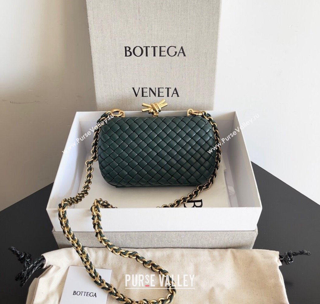 Bottega Veneta Knot With Chain Mini Bag Green 2024 776662 (YX-241217048)