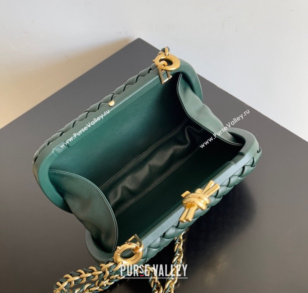 Bottega Veneta Knot With Chain Mini Bag Green 2024 776662 (YX-241217048)