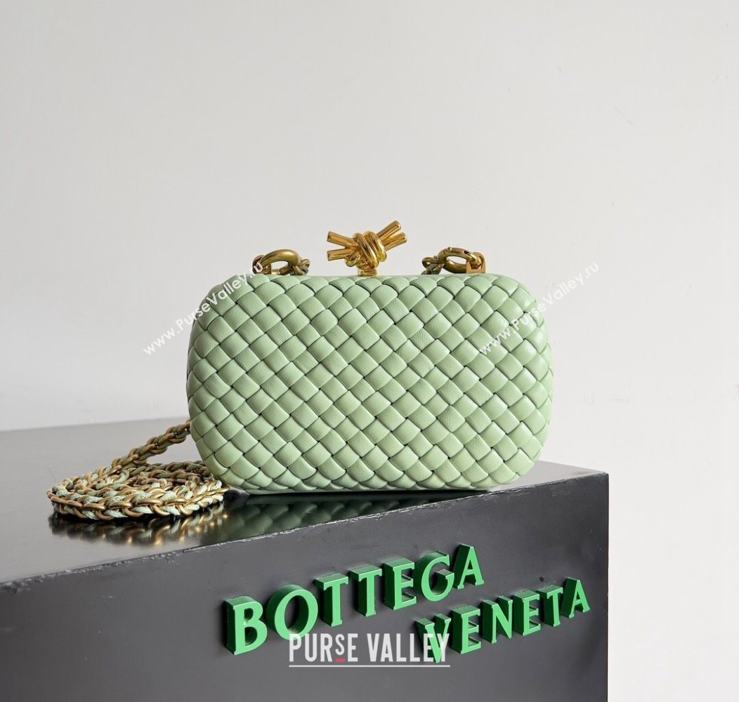 Bottega Veneta Knot With Chain Mini Bag Light Green 2024 776662 (YX-241217050)