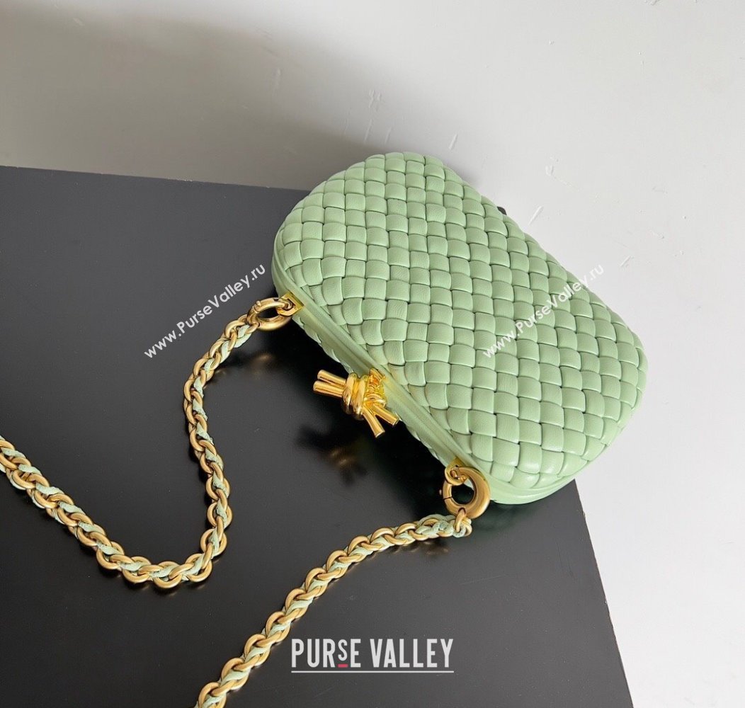 Bottega Veneta Knot With Chain Mini Bag Light Green 2024 776662 (YX-241217050)