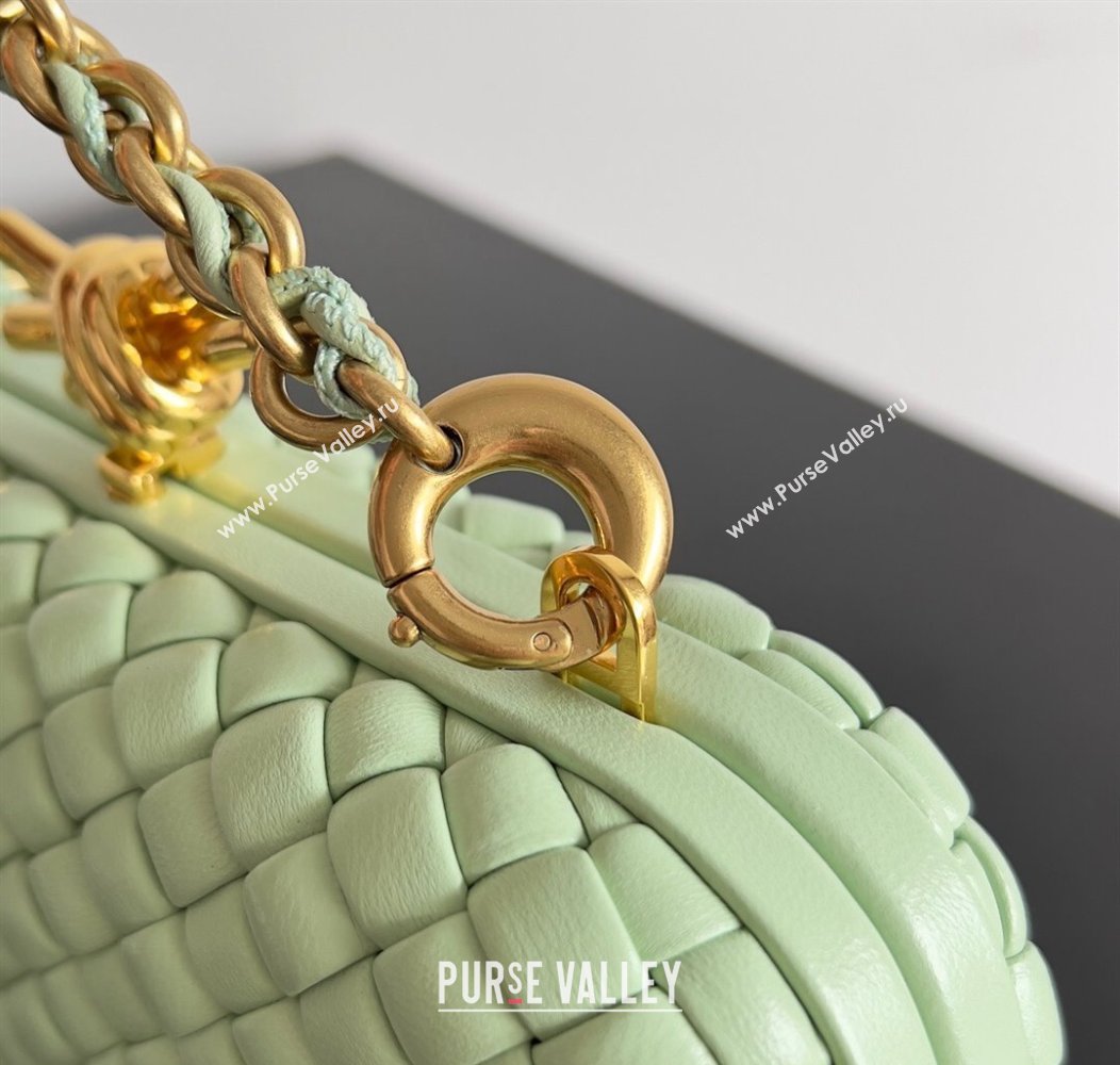 Bottega Veneta Knot With Chain Mini Bag Light Green 2024 776662 (YX-241217050)