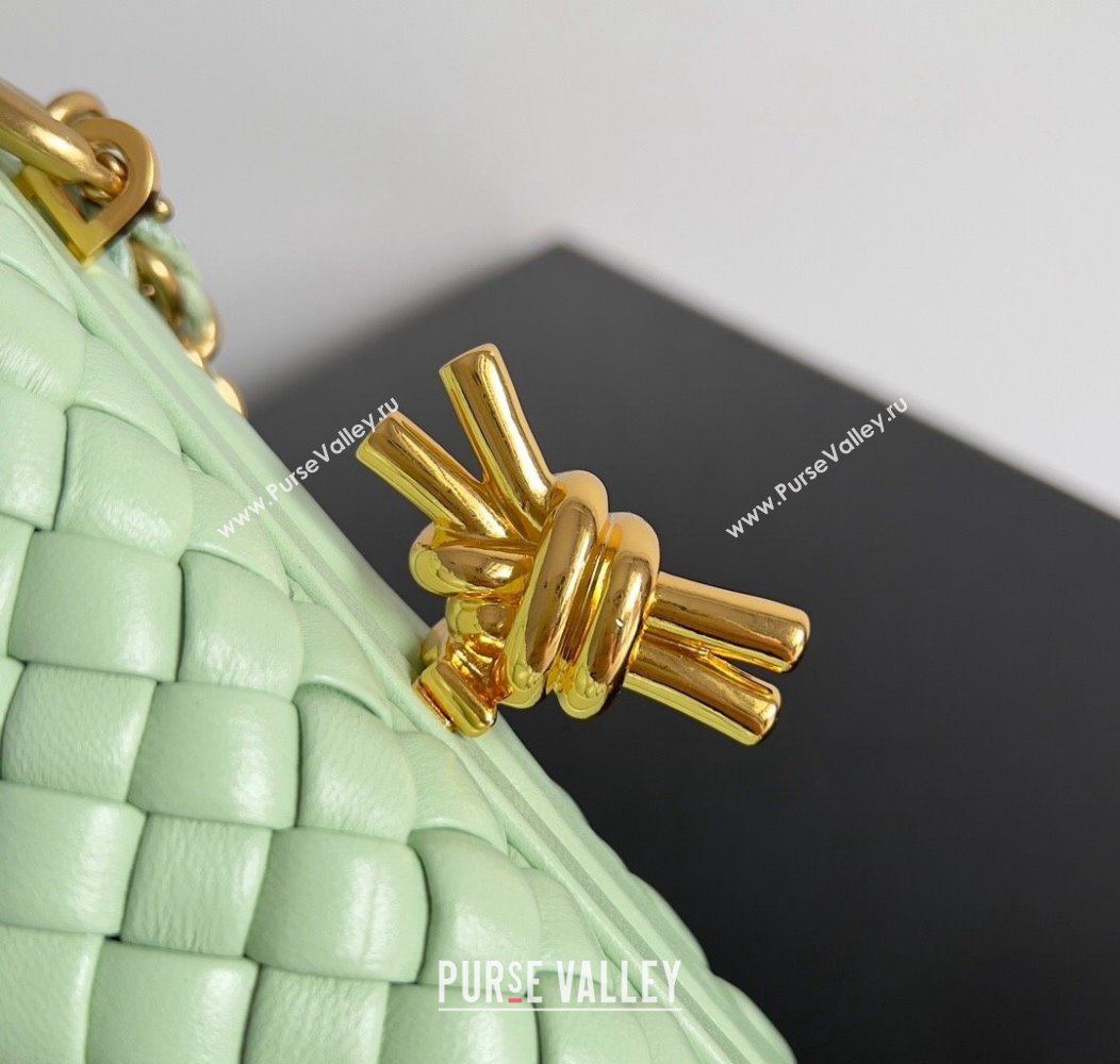 Bottega Veneta Knot With Chain Mini Bag Light Green 2024 776662 (YX-241217050)