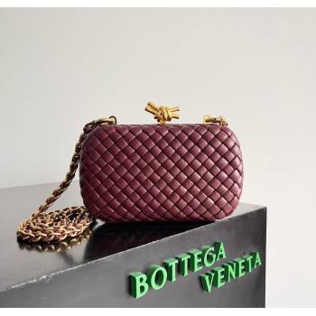 Bottega Veneta Knot With Chain Mini Bag Burgundy 2024 776662 (YX-241217051)