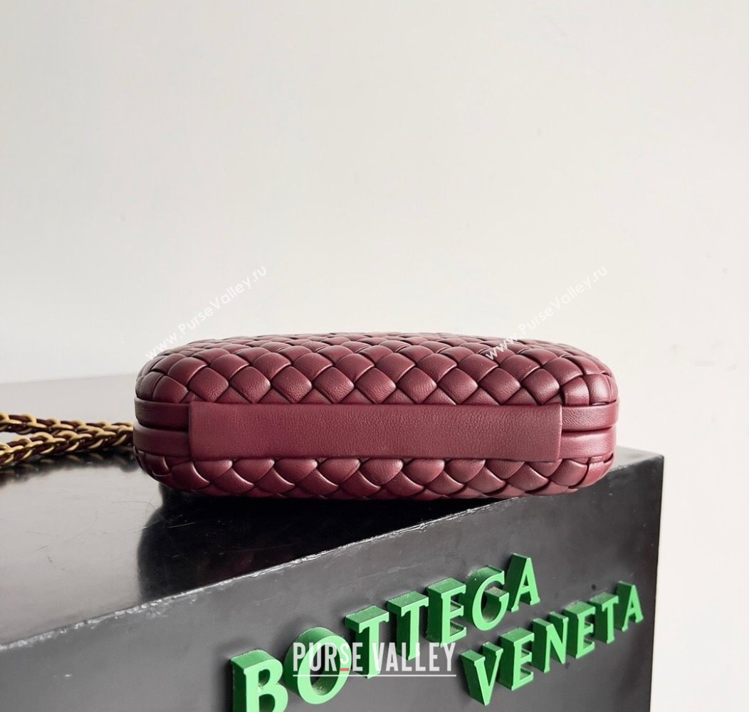 Bottega Veneta Knot With Chain Mini Bag Burgundy 2024 776662 (YX-241217051)