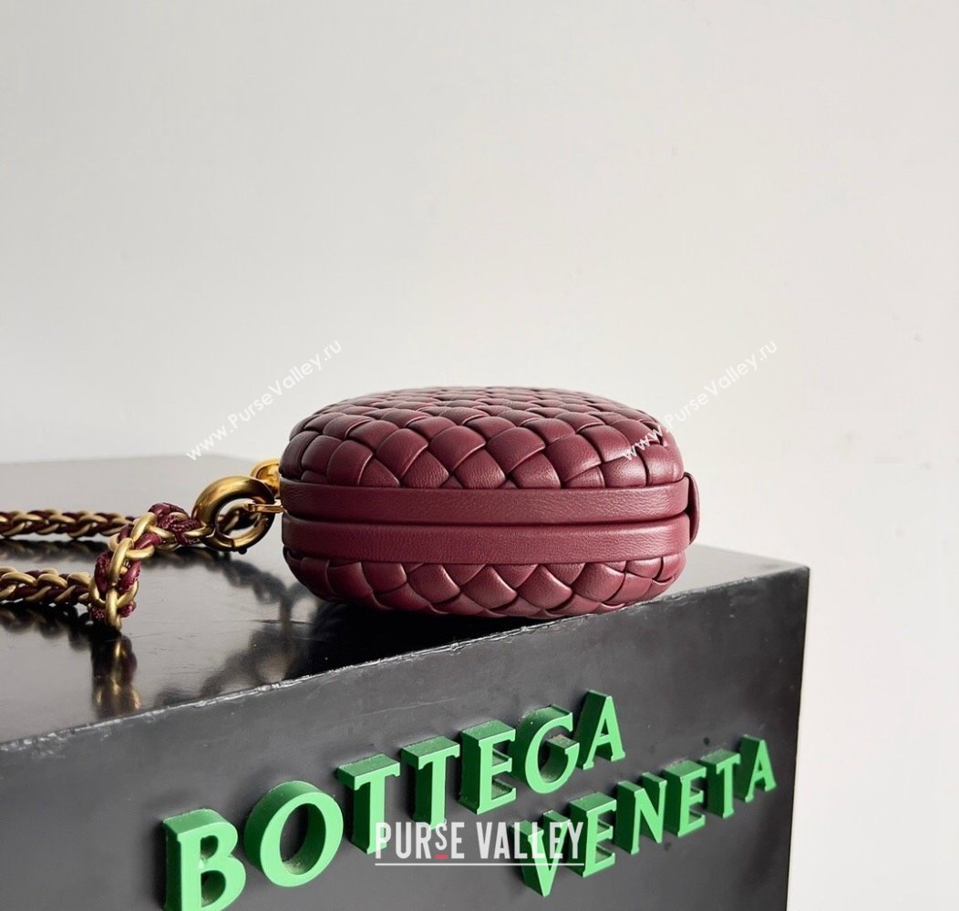 Bottega Veneta Knot With Chain Mini Bag Burgundy 2024 776662 (YX-241217051)