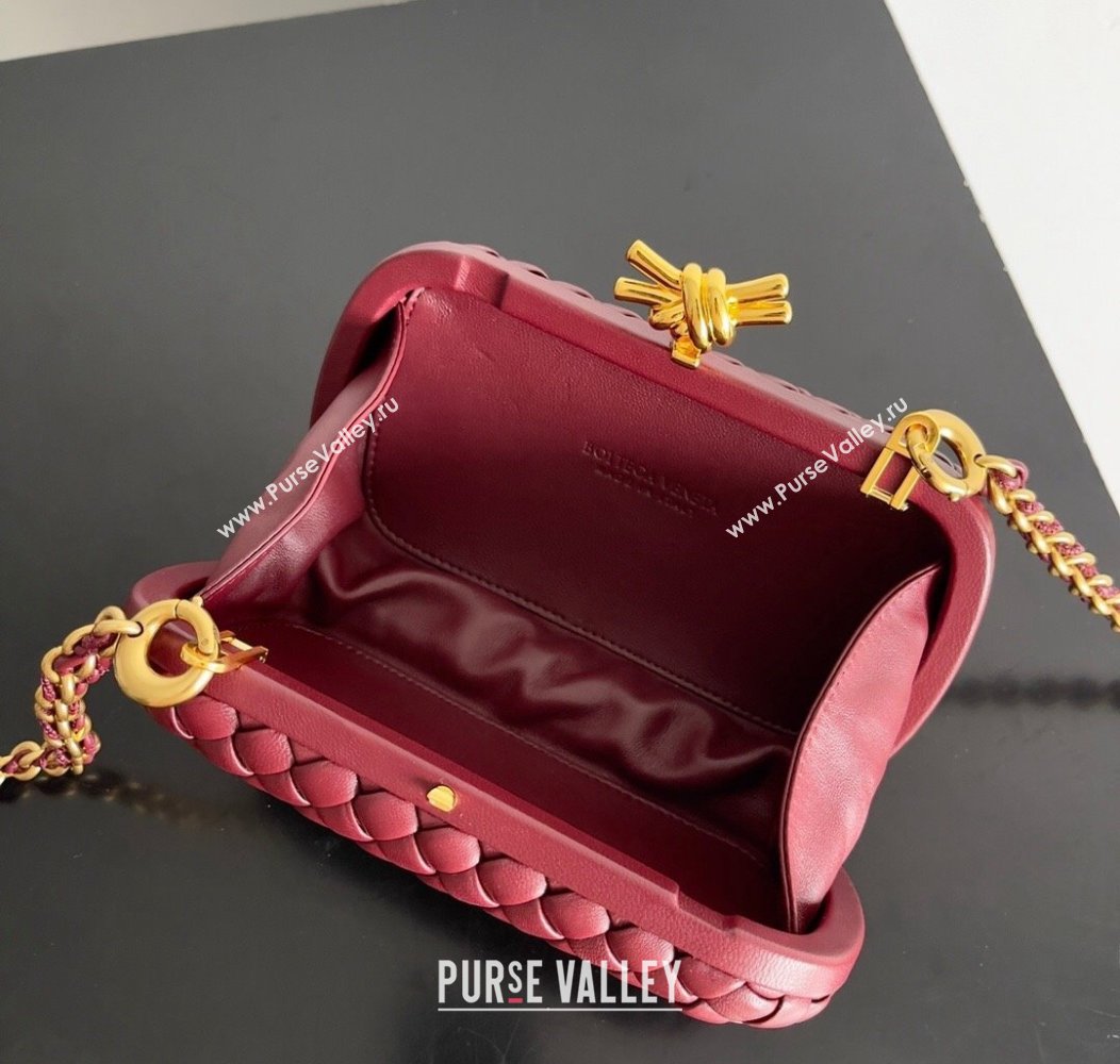 Bottega Veneta Knot With Chain Mini Bag Burgundy 2024 776662 (YX-241217051)