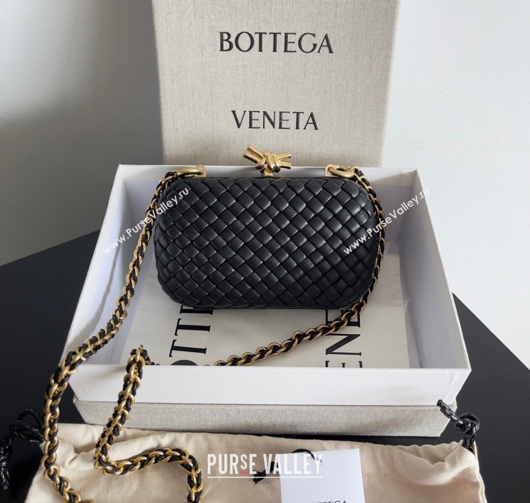 Bottega Veneta Knot With Chain Mini Bag Black 2024 776662 (YX-241217052)