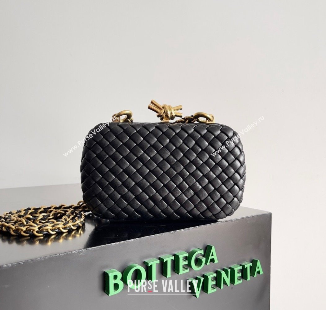 Bottega Veneta Knot With Chain Mini Bag Black 2024 776662 (YX-241217052)