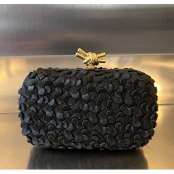 Bottega Veneta Knot Clutch Bag in Intrecciato Lamina Leather Black 2024 717622 (WT-241217071)