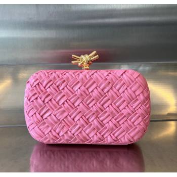 Bottega Veneta Knot Minaudiere Clutch in Foulard Intreccio Leather 717622 Pink 2024 (WT-241217073)