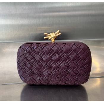 Bottega Veneta Knot Minaudiere Clutch in Foulard Intreccio Leather 717622 Dark Burgundy 2024 (WT-241217075)