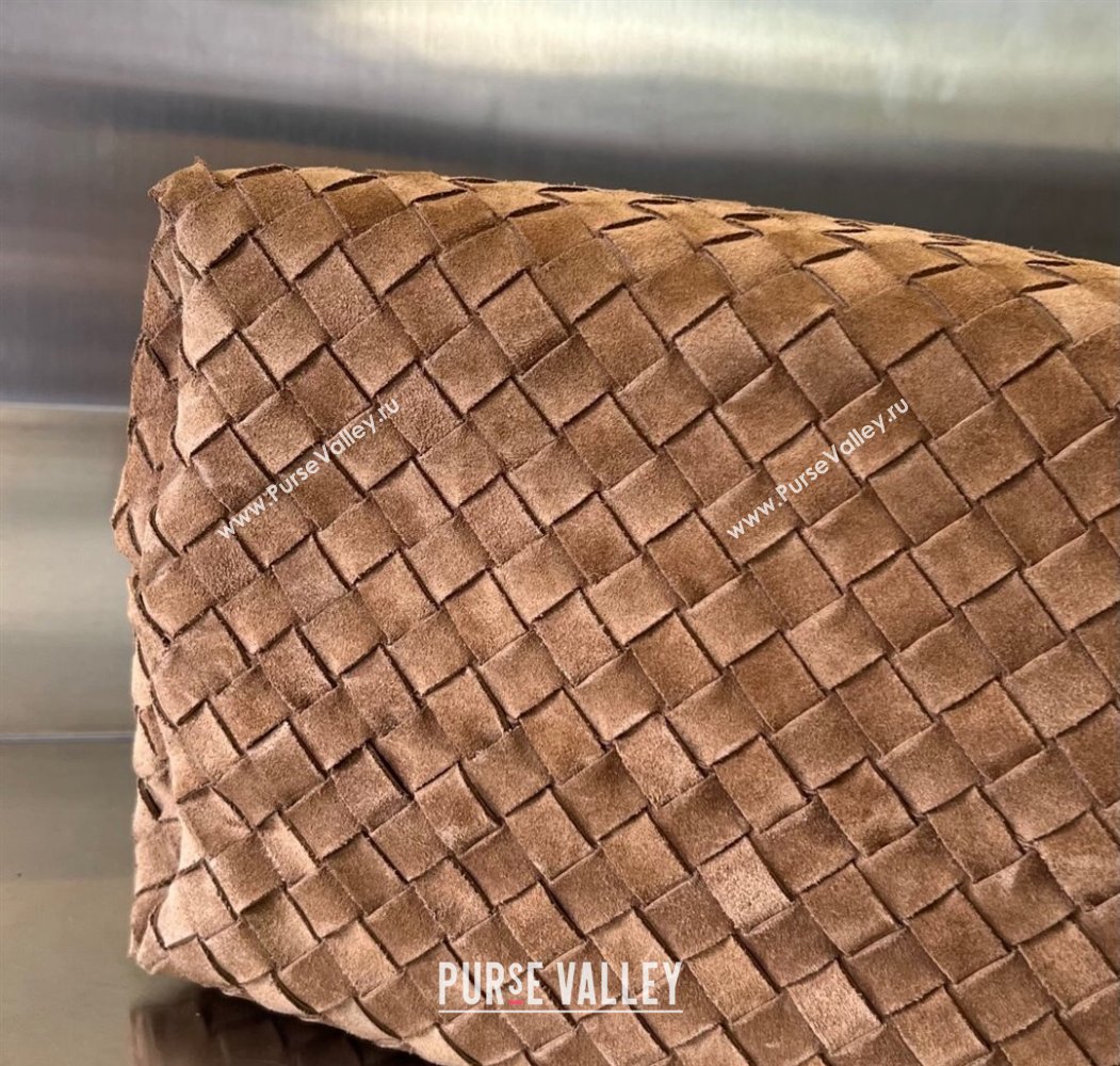 Bottega Veneta Large Andiamo Top Handle Bag in Intrecciato Suede Brown2 743575 2025 (WT-250205029)