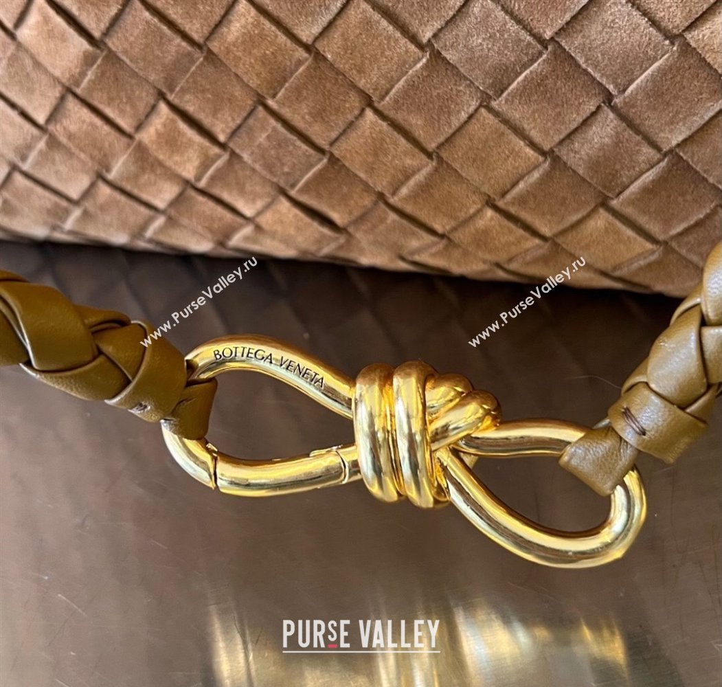 Bottega Veneta Large Andiamo Top Handle Bag in Intrecciato Suede Brown2 743575 2025 (WT-250205029)