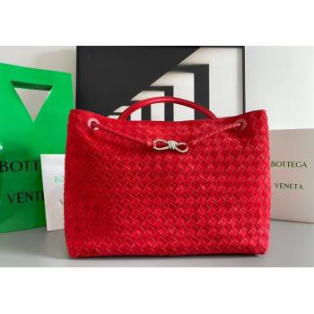 Bottega Veneta Large Andiamo Top Handle Bag in Intrecciato Suede 743575 Red 2025 (WT-250205030)