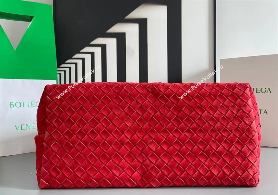 Bottega Veneta Large Andiamo Top Handle Bag in Intrecciato Suede 743575 Red 2025 (WT-250205030)