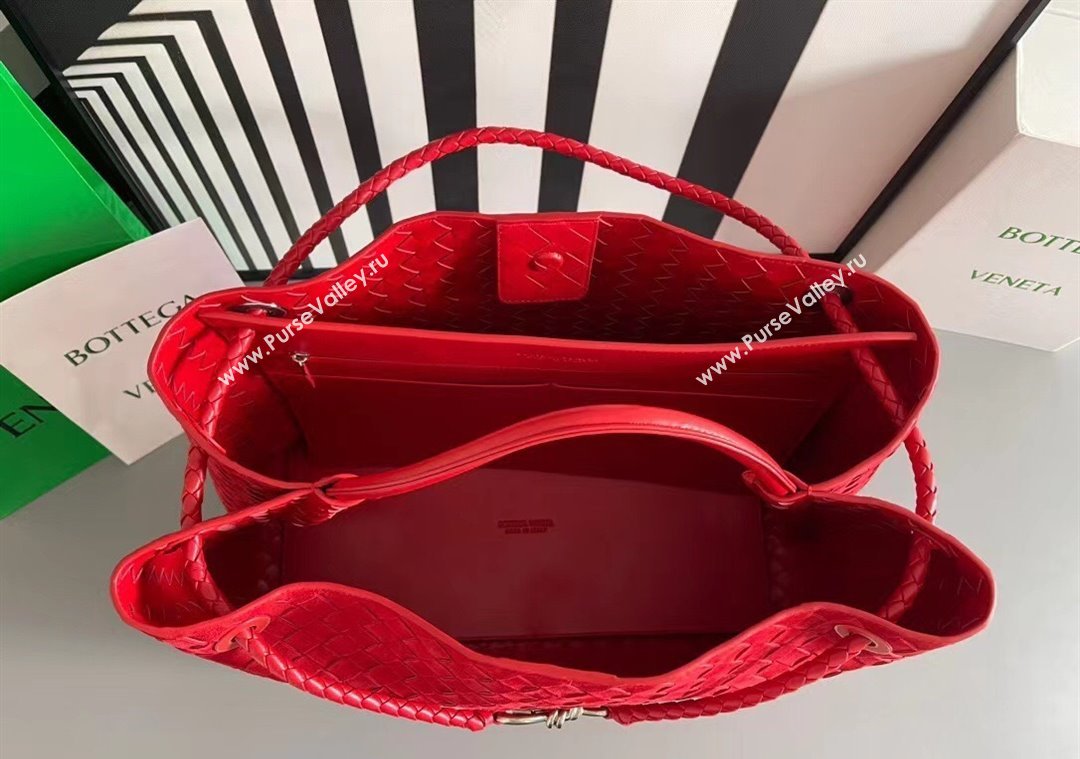 Bottega Veneta Large Andiamo Top Handle Bag in Intrecciato Suede 743575 Red 2025 (WT-250205030)