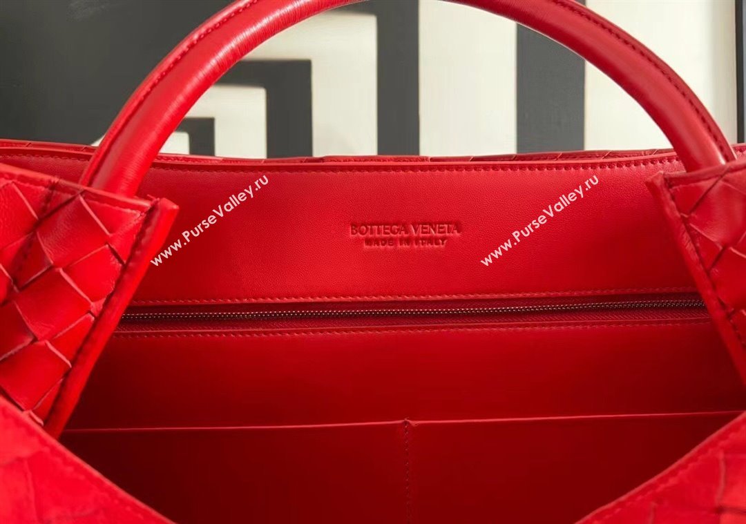 Bottega Veneta Large Andiamo Top Handle Bag in Intrecciato Suede 743575 Red 2025 (WT-250205030)