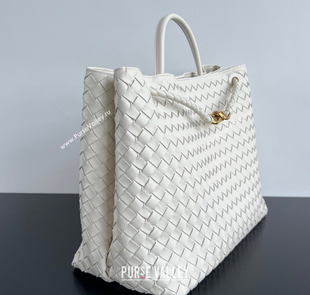 Bottega Veneta Large Andiamo Top Handle Bag in Intrecciato Leather 743575 Sea Salt White 2025 (WT-250205019)