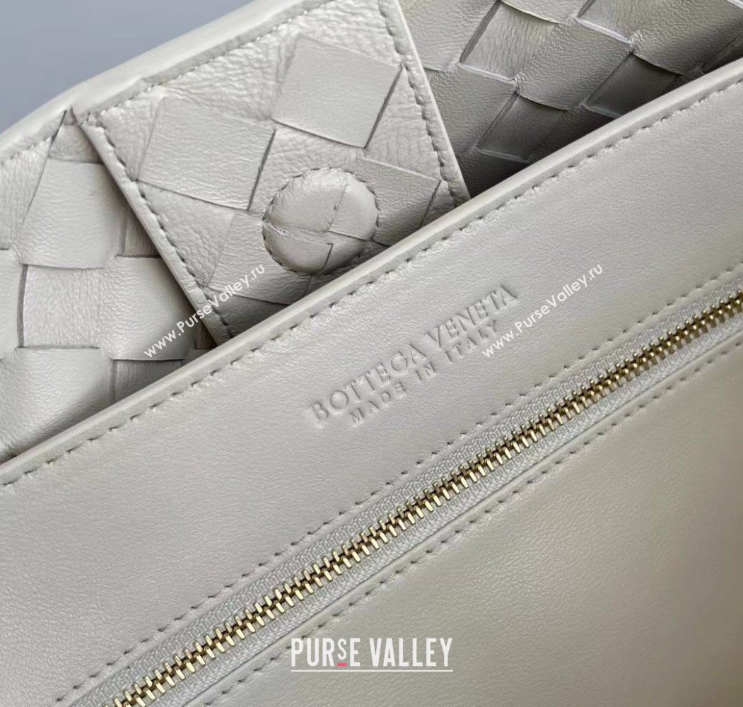 Bottega Veneta Large Andiamo Top Handle Bag in Intrecciato Leather 743575 Sea Salt White 2025 (WT-250205019)