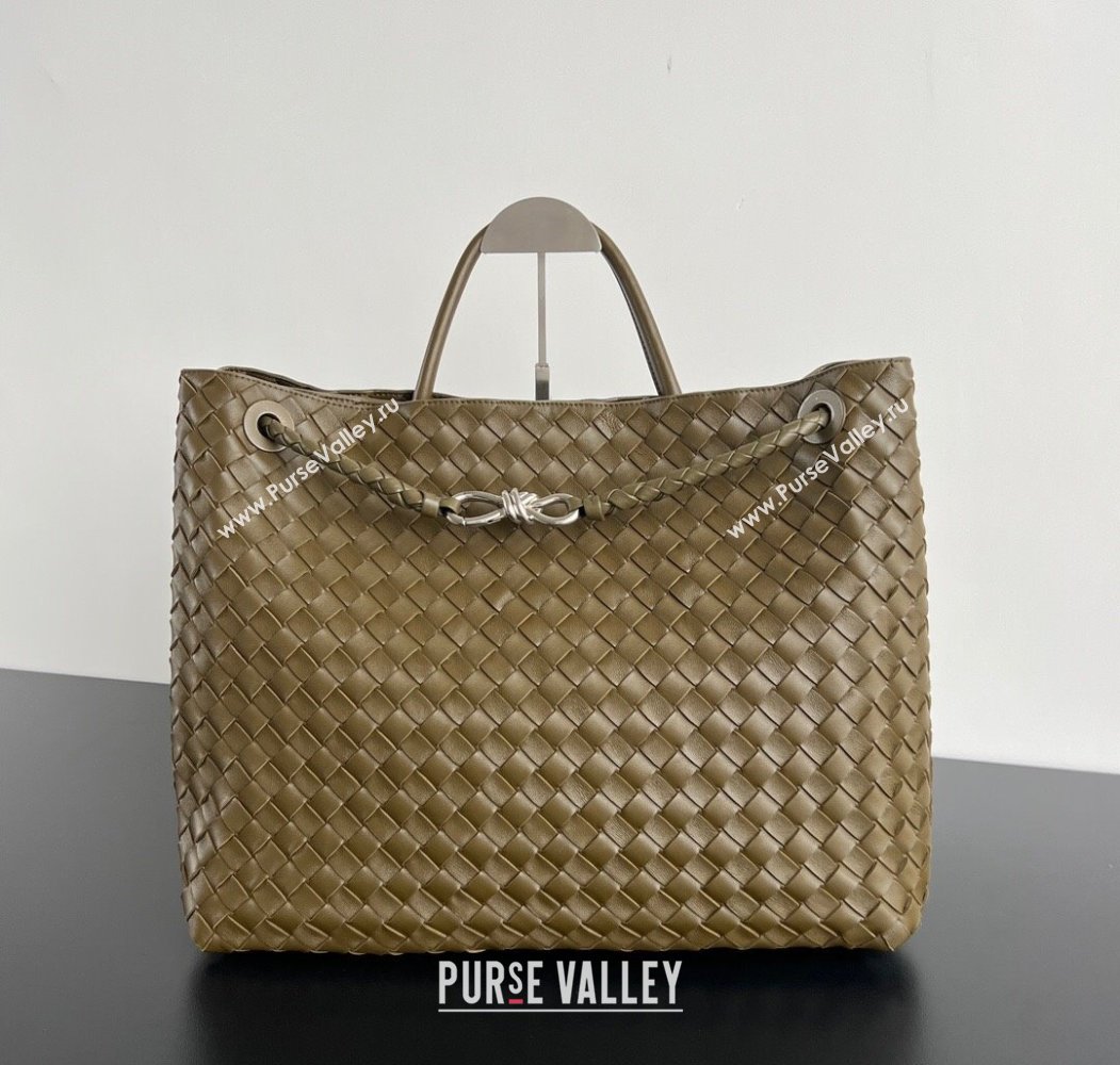 Bottega Veneta Large Andiamo Top Handle Bag in Intrecciato Leather 743575 Clay Brown 2025 (WT-250205020)