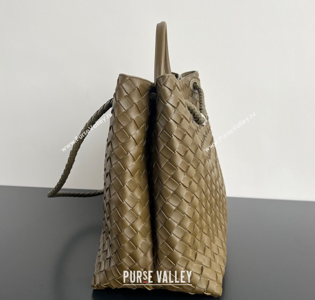 Bottega Veneta Large Andiamo Top Handle Bag in Intrecciato Leather 743575 Clay Brown 2025 (WT-250205020)