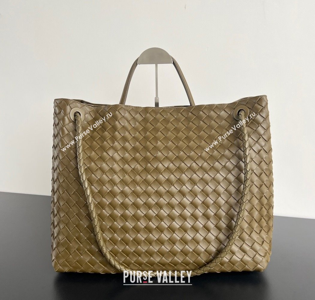 Bottega Veneta Large Andiamo Top Handle Bag in Intrecciato Leather 743575 Clay Brown 2025 (WT-250205020)