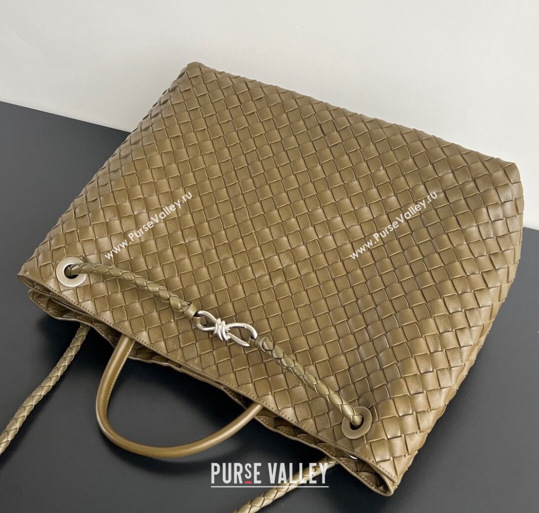 Bottega Veneta Large Andiamo Top Handle Bag in Intrecciato Leather 743575 Clay Brown 2025 (WT-250205020)