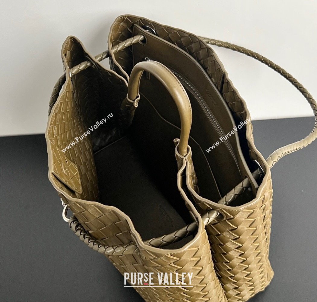 Bottega Veneta Large Andiamo Top Handle Bag in Intrecciato Leather 743575 Clay Brown 2025 (WT-250205020)