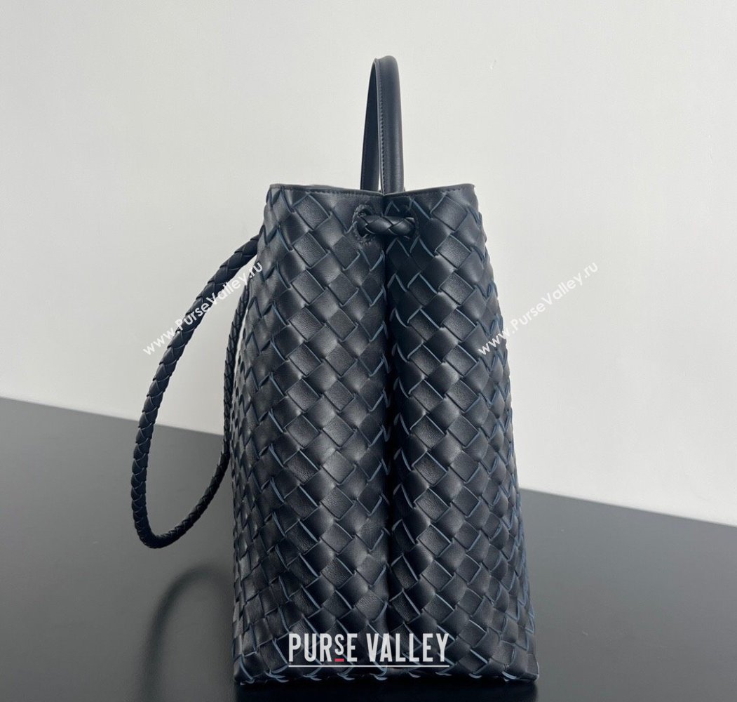 Bottega Veneta Large Andiamo Top Handle Bag in Intrecciato Leather 743575 Space Blue/Silver 2025 (WT-250205021)