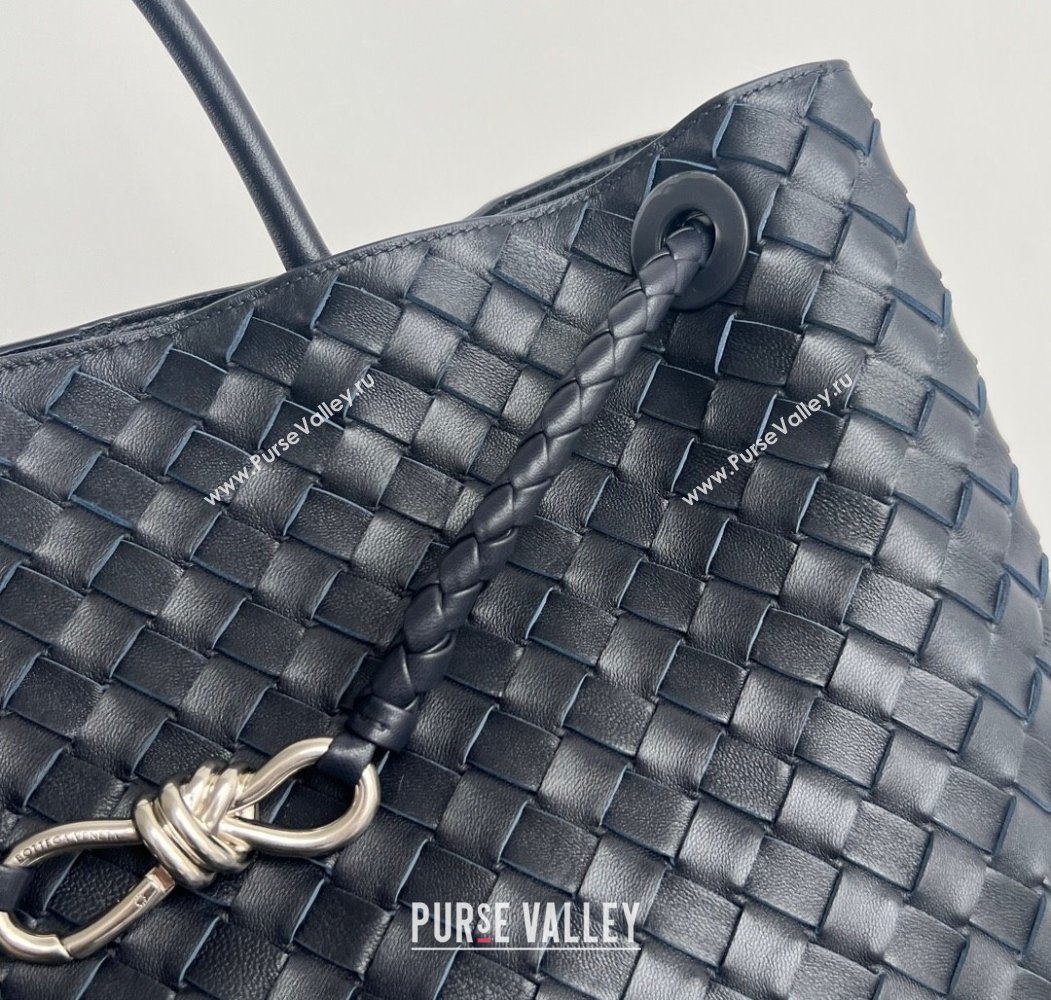 Bottega Veneta Large Andiamo Top Handle Bag in Intrecciato Leather 743575 Space Blue/Silver 2025 (WT-250205021)