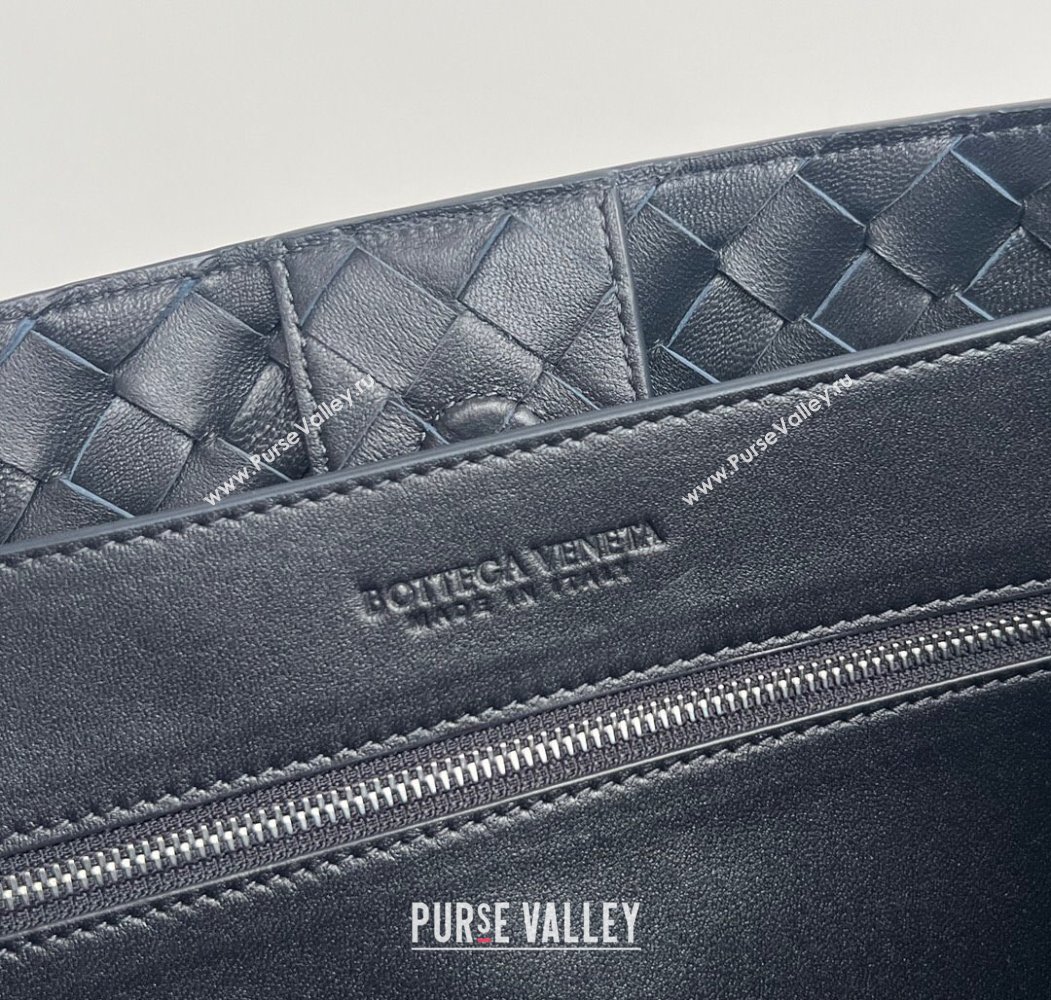 Bottega Veneta Large Andiamo Top Handle Bag in Intrecciato Leather 743575 Space Blue/Silver 2025 (WT-250205021)