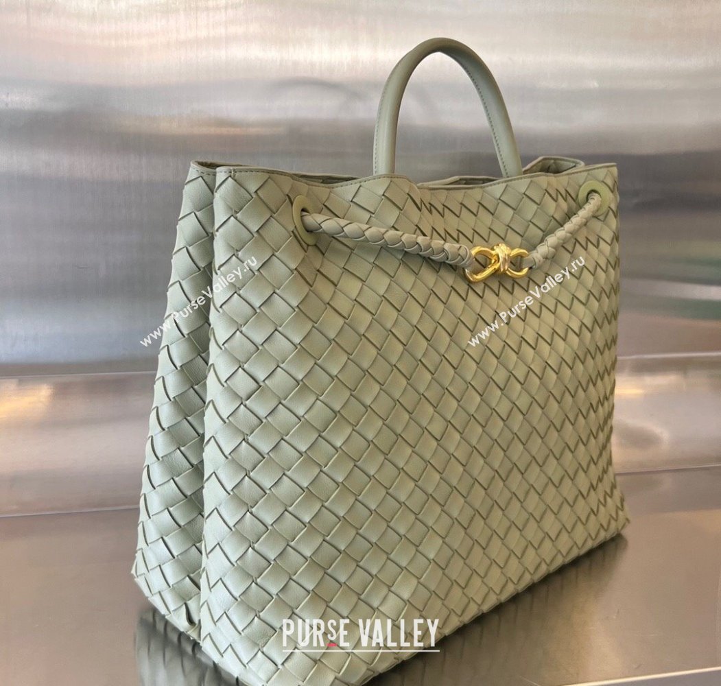 Bottega Veneta Large Andiamo Top Handle Bag in Intrecciato Leather 743575 Travertine Green 2025 (WT-250205022)