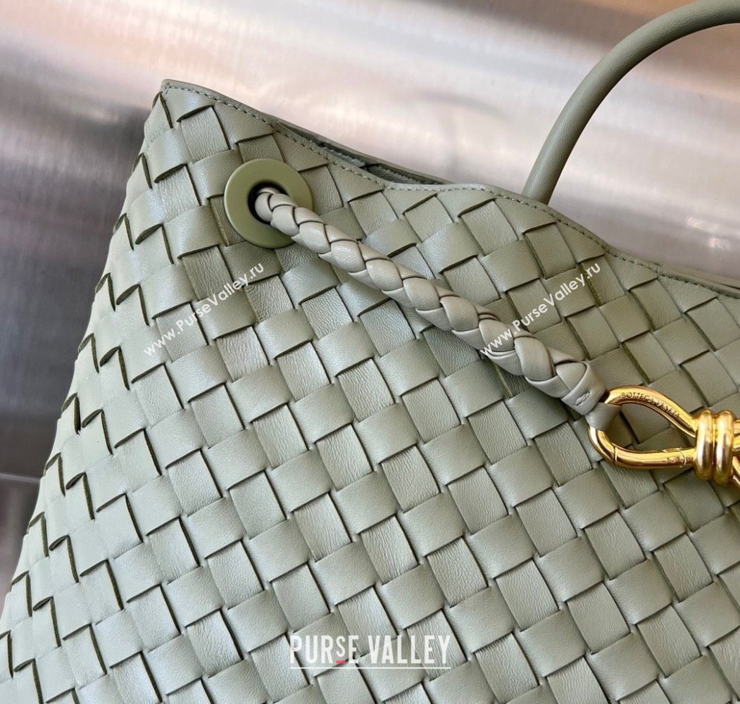 Bottega Veneta Large Andiamo Top Handle Bag in Intrecciato Leather 743575 Travertine Green 2025 (WT-250205022)
