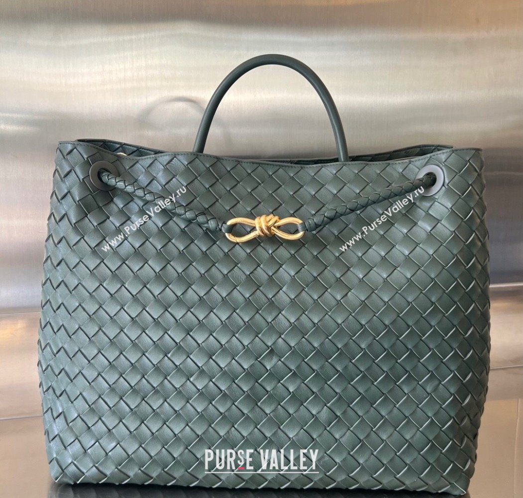 Bottega Veneta Large Andiamo Top Handle Bag in Intrecciato Leather 743575 Slate Grey 2025 (WT-250205024)