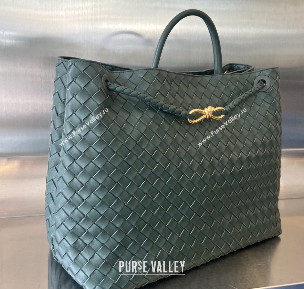 Bottega Veneta Large Andiamo Top Handle Bag in Intrecciato Leather 743575 Slate Grey 2025 (WT-250205024)