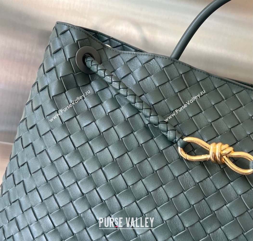 Bottega Veneta Large Andiamo Top Handle Bag in Intrecciato Leather 743575 Slate Grey 2025 (WT-250205024)