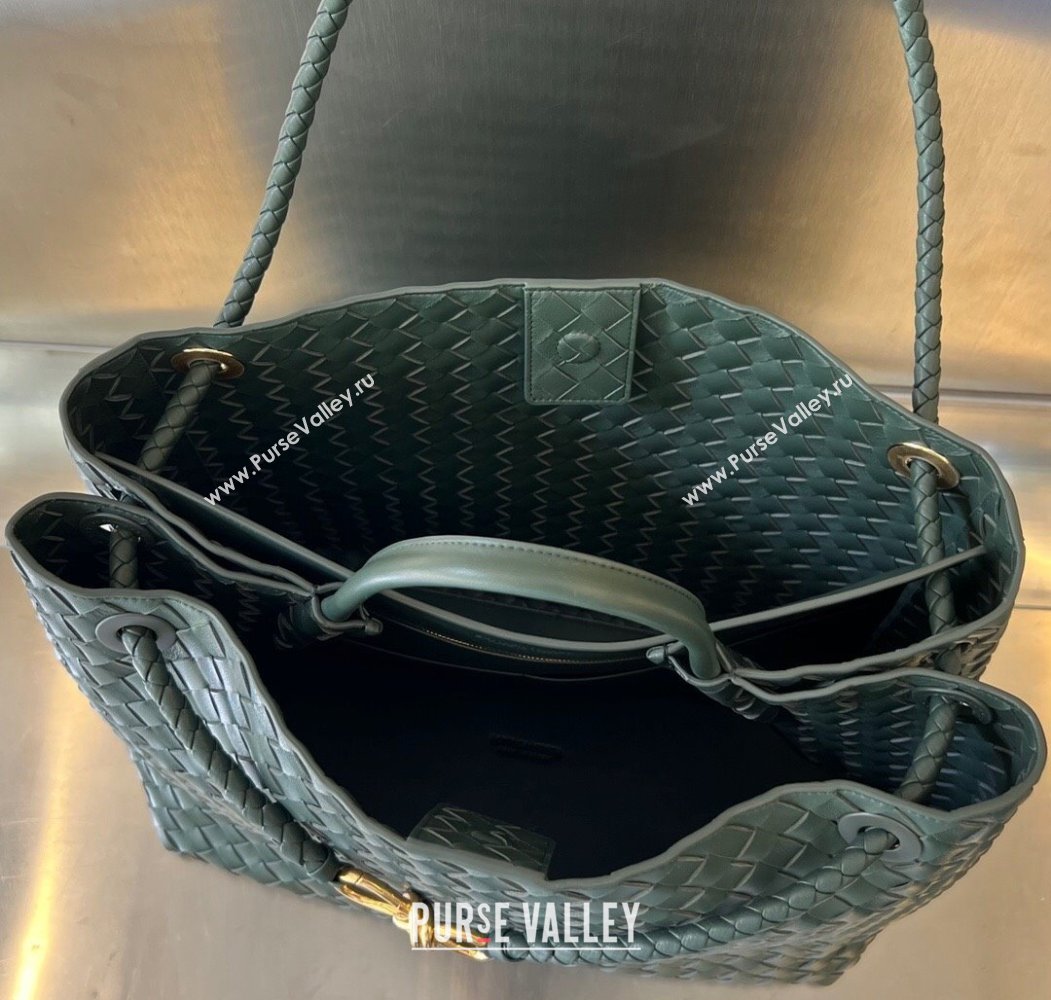 Bottega Veneta Large Andiamo Top Handle Bag in Intrecciato Leather 743575 Slate Grey 2025 (WT-250205024)