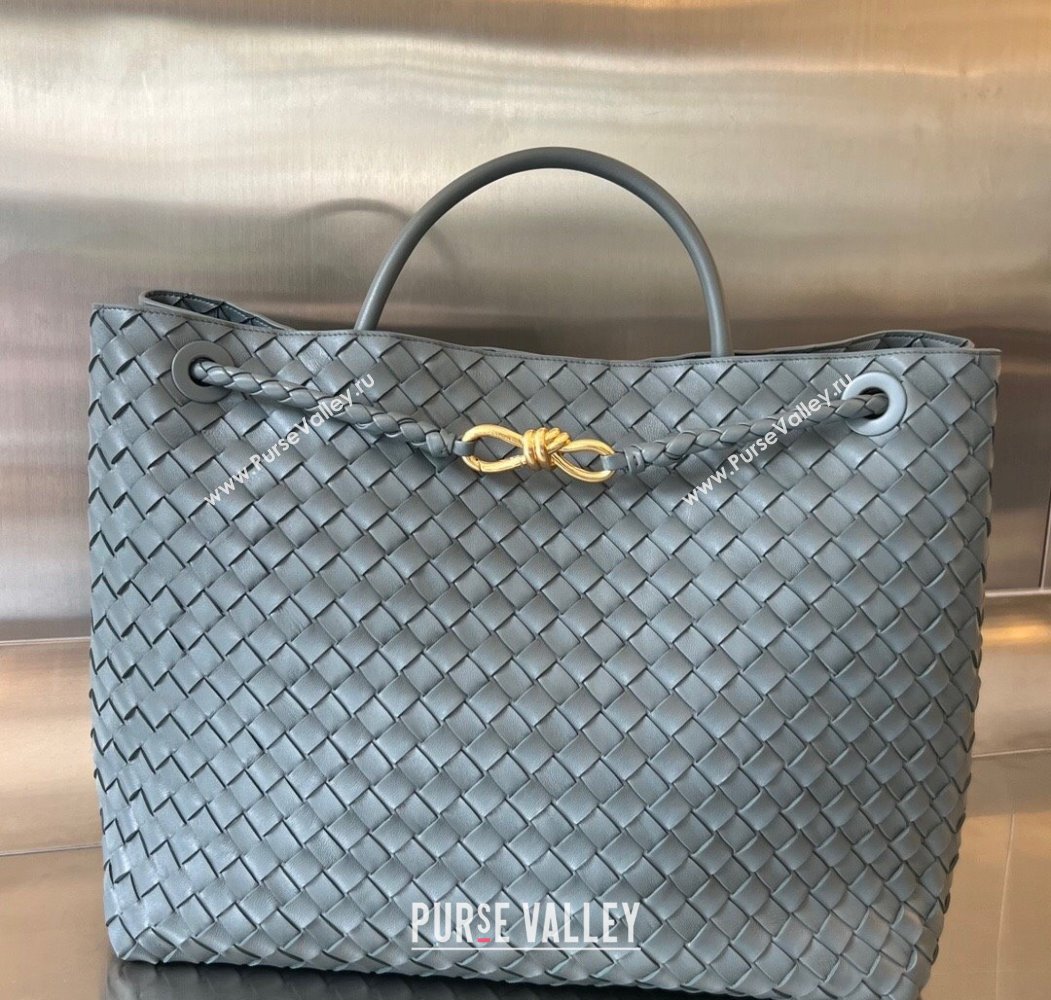 Bottega Veneta Large Andiamo Top Handle Bag in Intrecciato Leather 743575 Lightning Grey 2025 (WT-250205025)