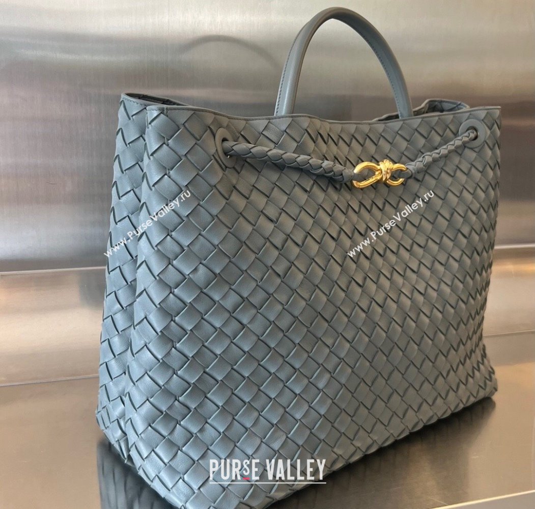 Bottega Veneta Large Andiamo Top Handle Bag in Intrecciato Leather 743575 Lightning Grey 2025 (WT-250205025)