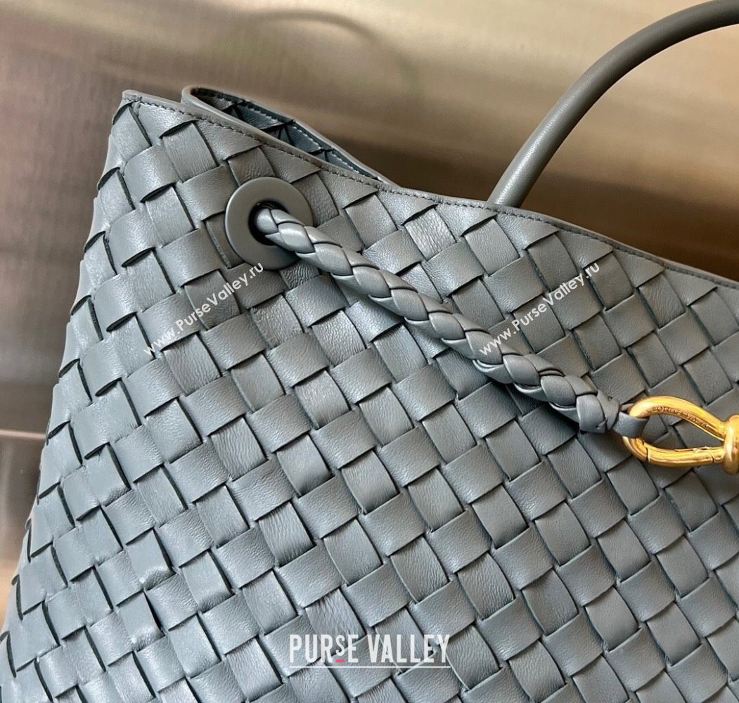 Bottega Veneta Large Andiamo Top Handle Bag in Intrecciato Leather 743575 Lightning Grey 2025 (WT-250205025)