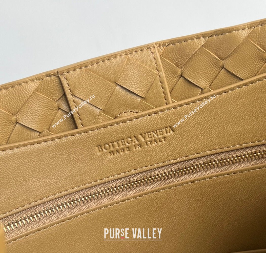 Bottega Veneta Medium Andiamo Top Handle Bag in Intrecciato Leather 743572 Apricot 2024 (WT-250205001)