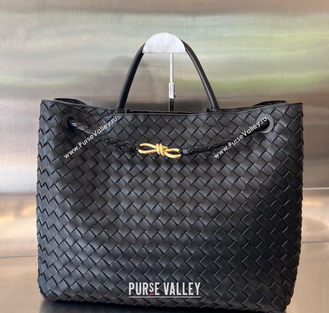 Bottega Veneta Large Andiamo Top Handle Bag in Intrecciato Leather 743575 Black/Gold 2025 (WT-250205028)