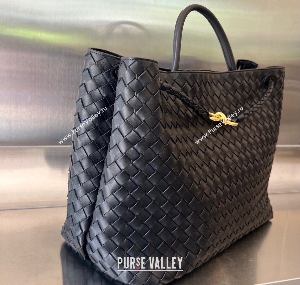 Bottega Veneta Large Andiamo Top Handle Bag in Intrecciato Leather 743575 Black/Gold 2025 (WT-250205028)