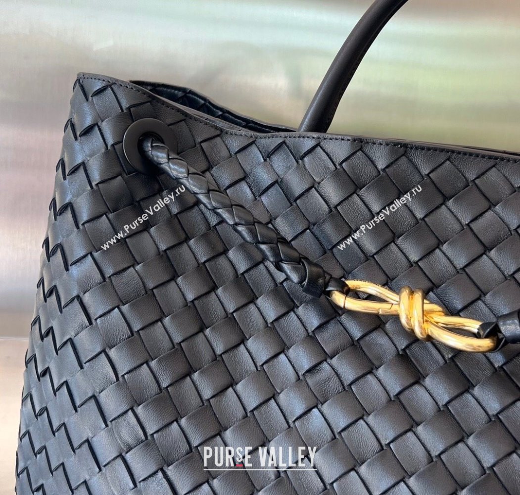 Bottega Veneta Large Andiamo Top Handle Bag in Intrecciato Leather 743575 Black/Gold 2025 (WT-250205028)