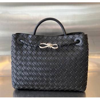 Bottega Veneta Medium Andiamo Top Handle Bag in Intrecciato Leather 743572 Black/Silver 2024 (WT-250205005)