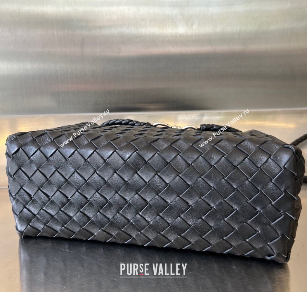 Bottega Veneta Medium Andiamo Top Handle Bag in Intrecciato Leather 743572 Black/Silver 2024 (WT-250205005)