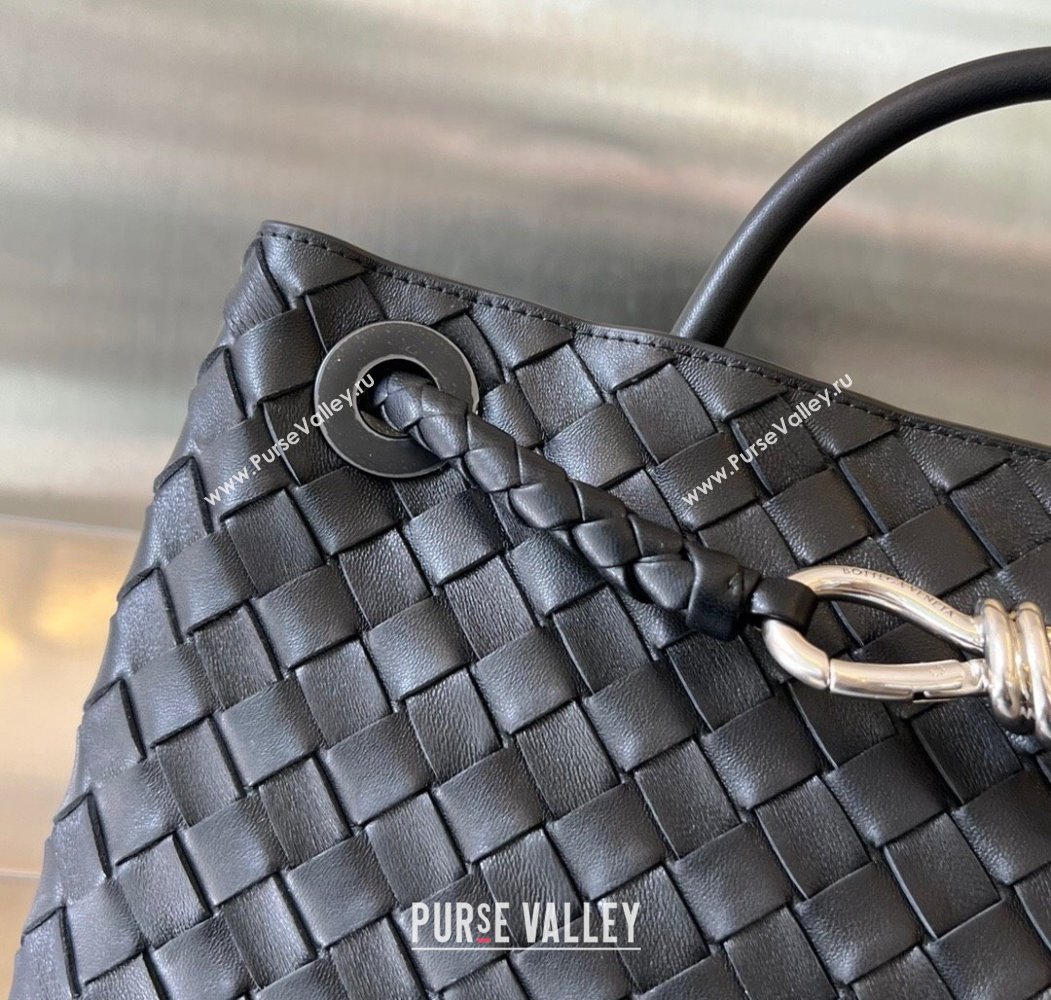 Bottega Veneta Medium Andiamo Top Handle Bag in Intrecciato Leather 743572 Black/Silver 2024 (WT-250205005)