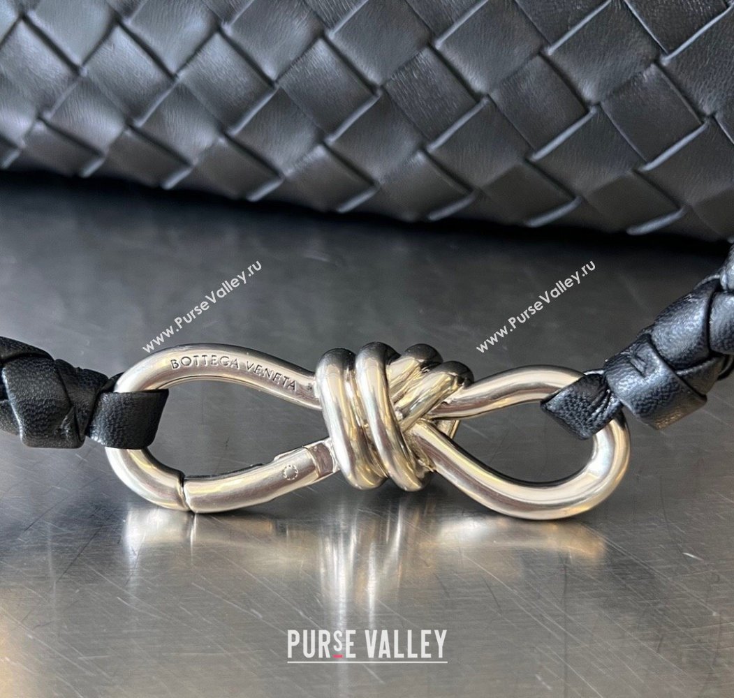 Bottega Veneta Medium Andiamo Top Handle Bag in Intrecciato Leather 743572 Black/Silver 2024 (WT-250205005)