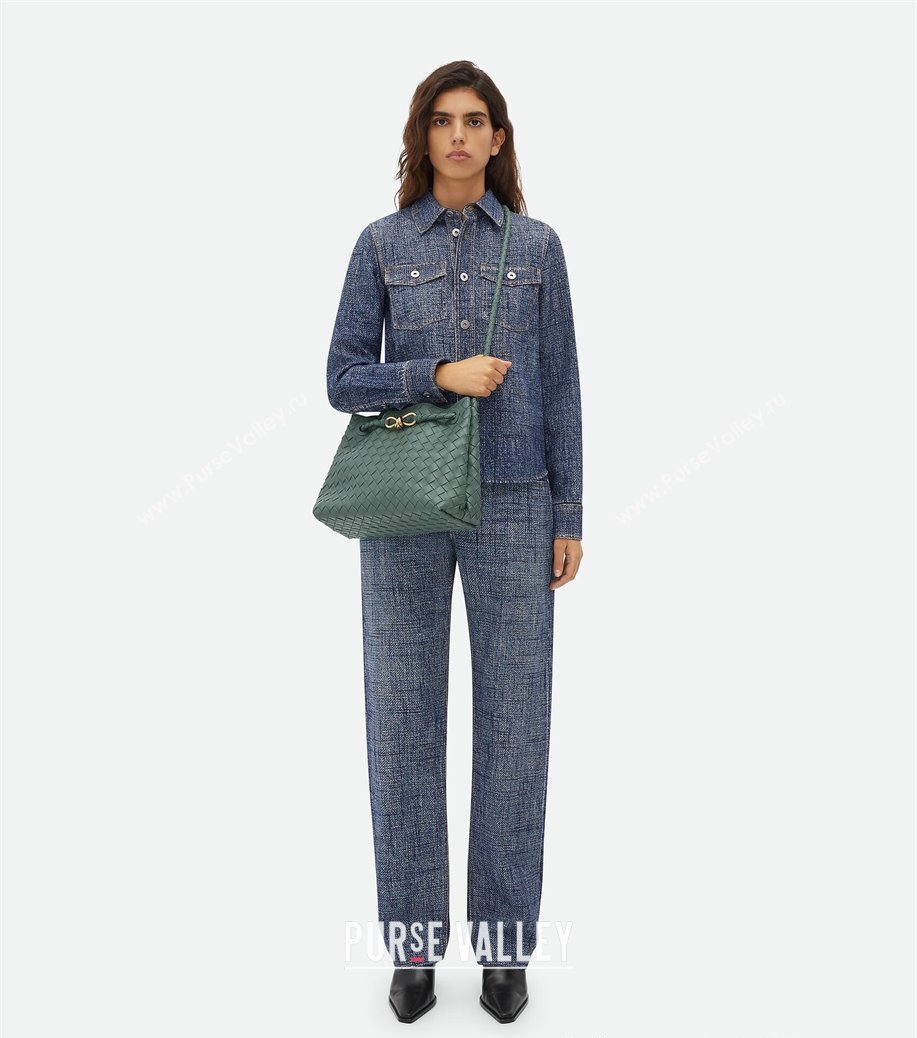 Bottega Veneta Medium Andiamo Top Handle Bag in Intrecciato Leather 743572 New sauge Green 2024 (WT-250205002)